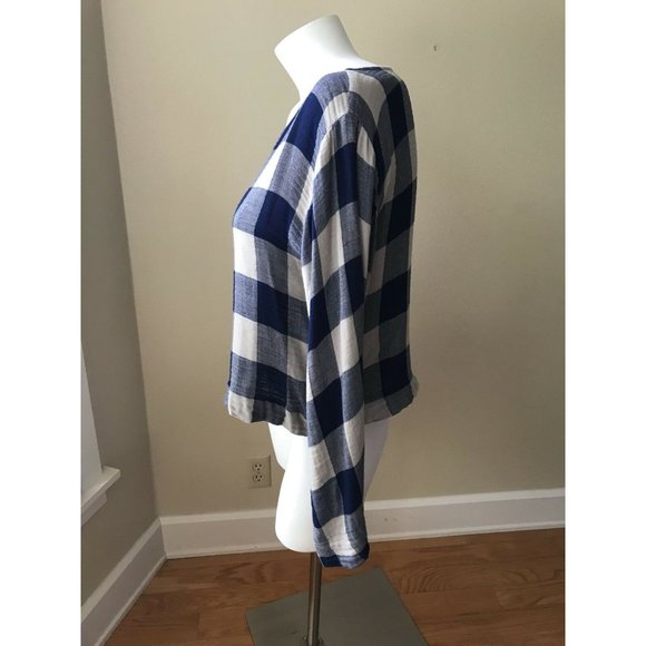 NEW CLOTH & STONE Sz M GINGHAM BELL SLEEVE TIE - Picture 7 of 11